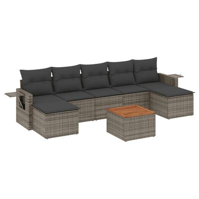 vidaXL Set Divano da Giardino 8 pz con Cuscini Grigio in Polyrattan