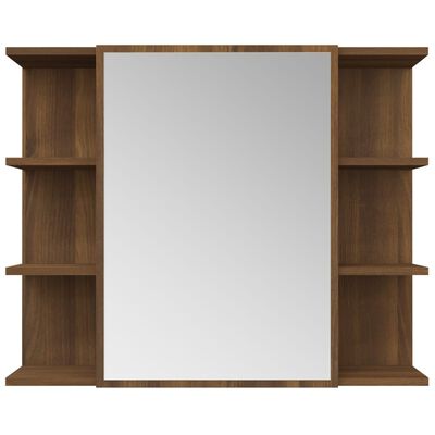 vidaXL Mobile da Bagno Specchio in Rovere Marrone 80x20,5x64 cm Legno