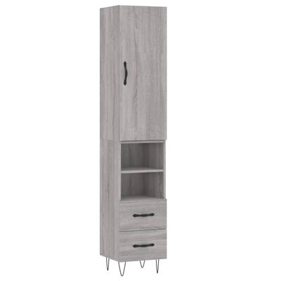 vidaXL Credenza Grigio Sonoma 34,5x34x180 cm in Legno Multistrato