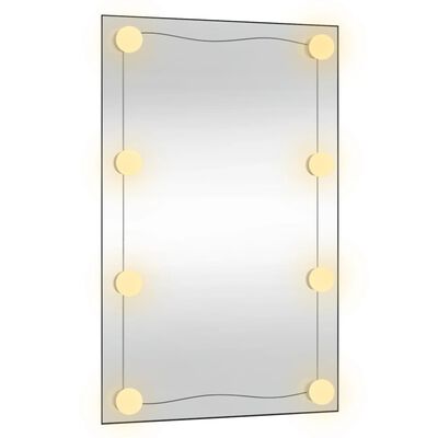 vidaXL Specchio da Parete con Luci LED 50x80 cm Vetro Rettangolare