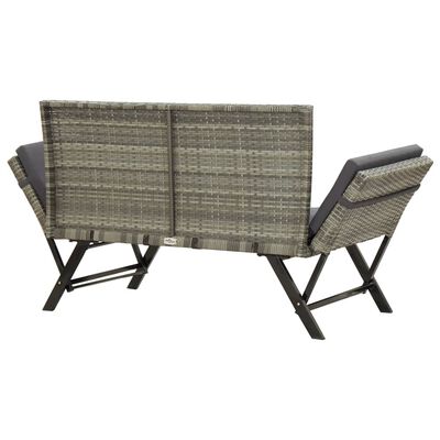 vidaXL Panca da Giardino con Cuscini Grigi 176 cm in Polyrattan