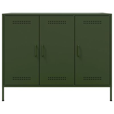 vidaXL Credenza Verde Oliva 100,5x39x79 cm in Acciaio