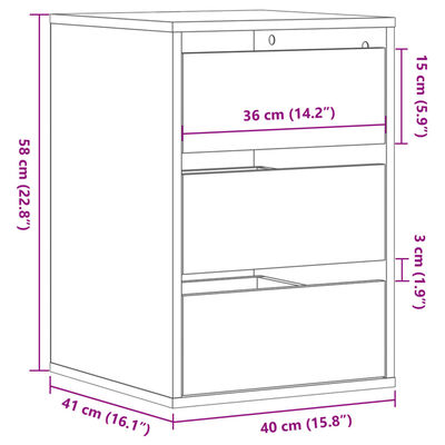 vidaXL Cassettiera Angolare Nera 40x41x58 cm in Legno Multistrato