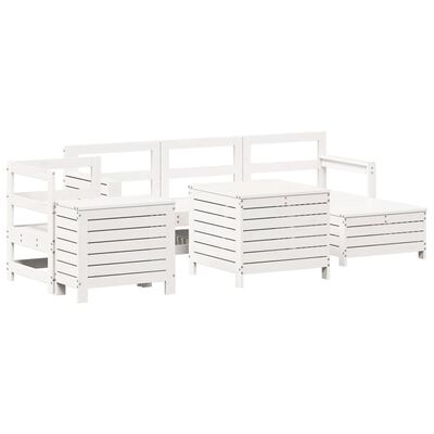 vidaXL Set Divani da Giardino 7 pz Bianco in Legno Massello di Pino