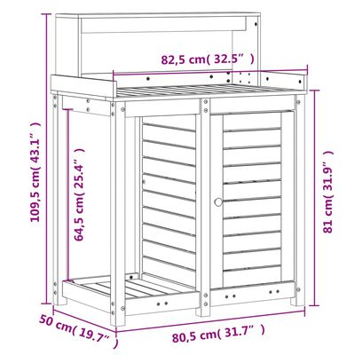 vidaXL Tavolo Invaso con Ripiani 82,5x50x109,5 cm Legno Massello Pino