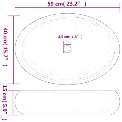 vidaXL Lavabo da Appoggio Marrone Ovale 59x40x15 cm Ceramica