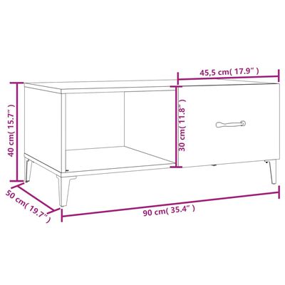 vidaXL Tavolino da Salotto Rovere Fumo 90x50x40cm in Legno Multistrato