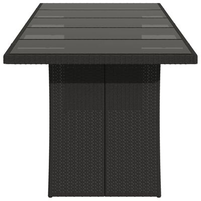 vidaXL Tavolo da Giardino Piano in Vetro Nero 240x90x75 cm Polyrattan