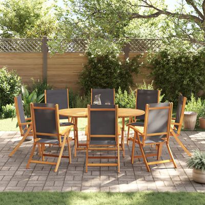 vidaXL Set Pranzo da Giardino 9pz Legno Massello di Acacia e Textilene