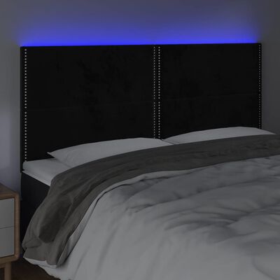 vidaXL Testiera a LED Nera 180x5x118/128 cm in Velluto