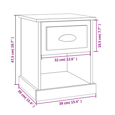 vidaXL Comodini 2 pz Grigio Cemento 39x39x47,5 cm in Legno Multistrato