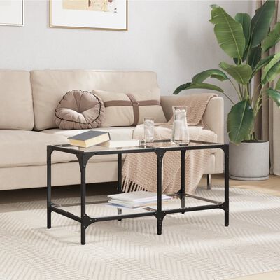 vidaXL Tavolini con Piano Vetro Trasparente 2 pz 78,5x40x40 cm Acciaio