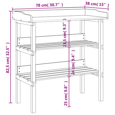 vidaXL Tavolo Piante con Ripiani Marrone 78x38x,82,5cm Massello Abete