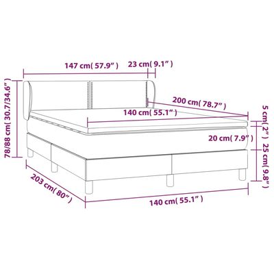 vidaXL Giroletto a Molle con Materasso Blu 140x200 cm in Tessuto