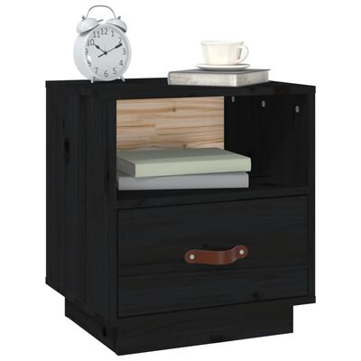 vidaXL Comodini Nero 2 pz 40x34x45 cm in Legno Massello di Pino