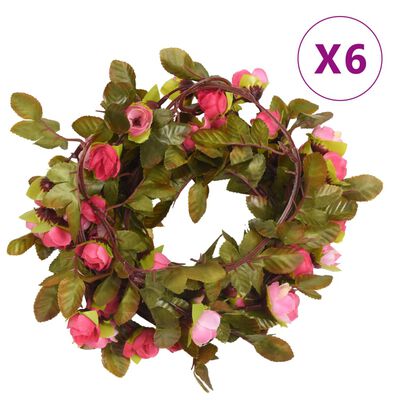 vidaXL Ghirlande Fiori Artificiali Natale 6 pz Rosé 215 cm