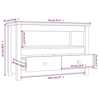 vidaXL Mobile Porta TV 79x35x52 cm in Legno Massello di Pino