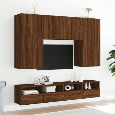 vidaXL Mobili TV Muro 2 pz Rovere Marrone 80x30x30cm Legno Multistrato