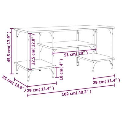 vidaXL Mobile Porta TV Rovere Fumo 102x35x45,5 cm in Legno Multistrato