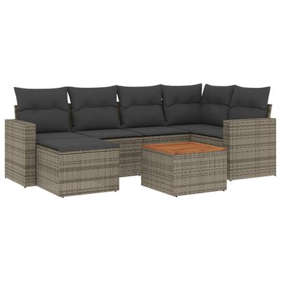 vidaXL Set Divani da Giardino 7 pz con Cuscini Grigio in Polyrattan