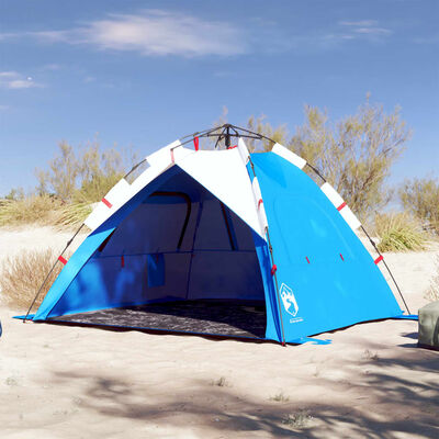 vidaXL Tenda da Spiaggia 3Persone Azzurro Rilascio Rapido Impermeabile