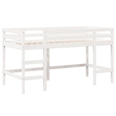 vidaXL Letto Soppalco con Scala e Tetto Bianco 80x200 cm Massello Pino