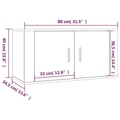 vidaXL Mobili Porta TV a Parete 2 pz Grigio Cemento 80x34,5x40 cm