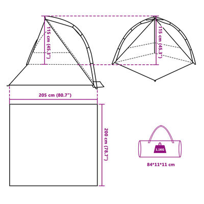 vidaXL Tenda da Spiaggia Azzurro Rilascio Rapido Impermeabile