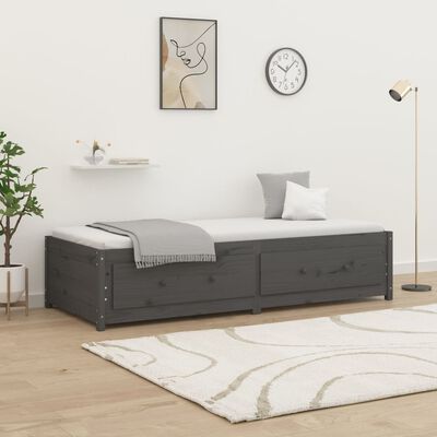 vidaXL Dormeuse Grigia 90x190 cm Single in Legno Massello di Pino