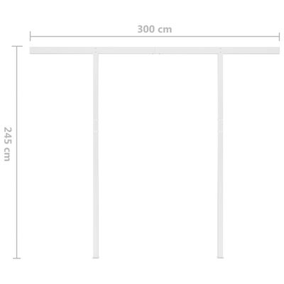 vidaXL Tenda da Sole Retrattile Manuale e Pali 3,5x2,5m Gialla Bianca