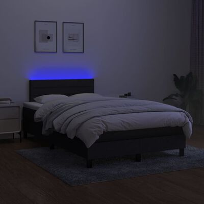 vidaXL Letto a Molle con Materasso e LED Nero 120x200cm in Tessuto