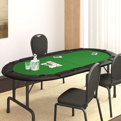 vidaXL Piano Tavolo da Poker Pieghevole 10 Giocatori Verde 208x106x3cm