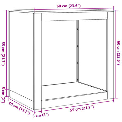 vidaXL Rastrelliera per Legna da Ardere Bianca 60x40x60 cm in Acciaio