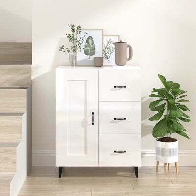 vidaXL Credenza 69,5x34x90 cm in Legno Multistrato Bianco Lucido