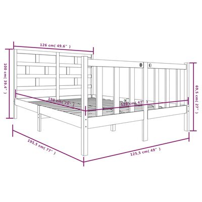 vidaXL Giroletto in Legno Massello di Pino 120x190cm Small Double