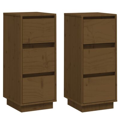 vidaXL Credenze 2 pz Ambra 32x34x75 cm in Legno Massello di Pino