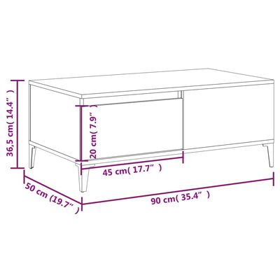 vidaXL Tavolino Salotto Grigio Cemento 90x50x36,5 cm Legno Multistrato