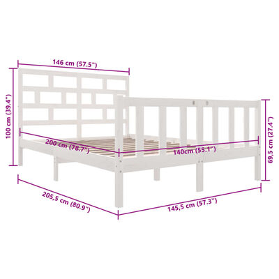 vidaXL Giroletto Bianco in Legno Massello di Pino 140x200 cm