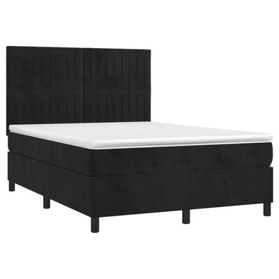 vidaXL Letto a Molle con Materasso e LED Nero 140x190 cm in Velluto