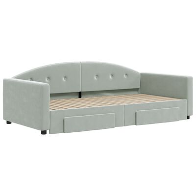 vidaXL Divano Letto Estraibile Cassetti Grigio Chiaro 100x200 Velluto