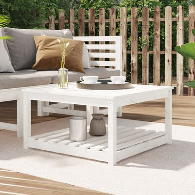 vidaXL Tavolo da Giardino Bianco 82,5x82,5x45cm Legno Massello di Pino