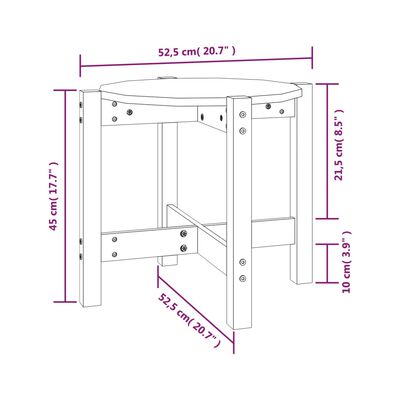 vidaXL Tavolino da Salotto Ambra Ø 52,5x45cm in Legno Massello di Pino