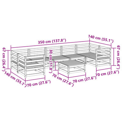 vidaXL Set Divani da Giardino 8 pz in Legno Impregnato di Pino