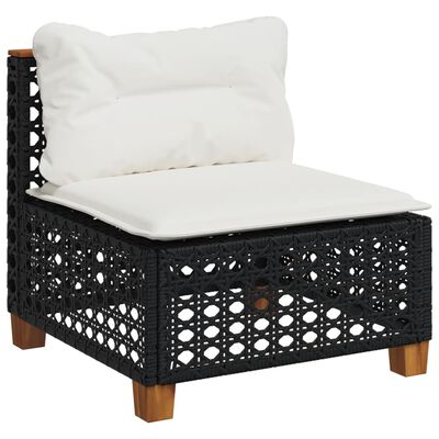 vidaXL Set Divani da Giardino 10pz con Cuscini in Polyrattan Nero