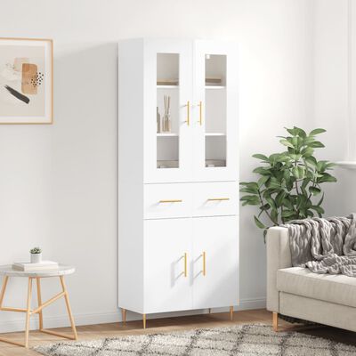 vidaXL Credenza Bianco Lucido 69,5x34x180 cm in Legno Multistrato