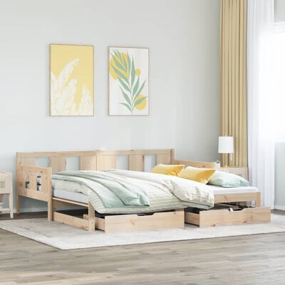 vidaXL Dormeuse con Letto Estraibile e Cassetti 80x200cm Massello Pino