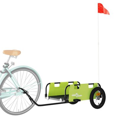 vidaXL Rimorchio da Bici Verde Oxford e Ferro