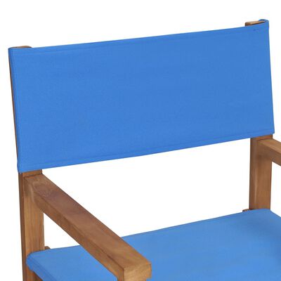 vidaXL Sedia da Regista in Legno Massello di Teak Blu