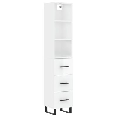 vidaXL Credenza 34,5x34x180 cm in Legno Multistrato Bianco Lucido