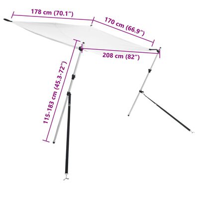 vidaXL Estensione Tendalino a T Bianco 170x208x(115-183) cm